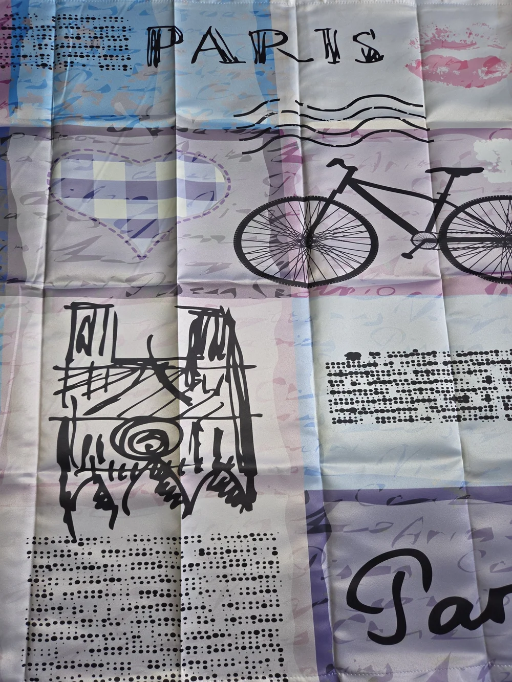 Paris Print Curtain 60x40 - Pastel Pink & Blue